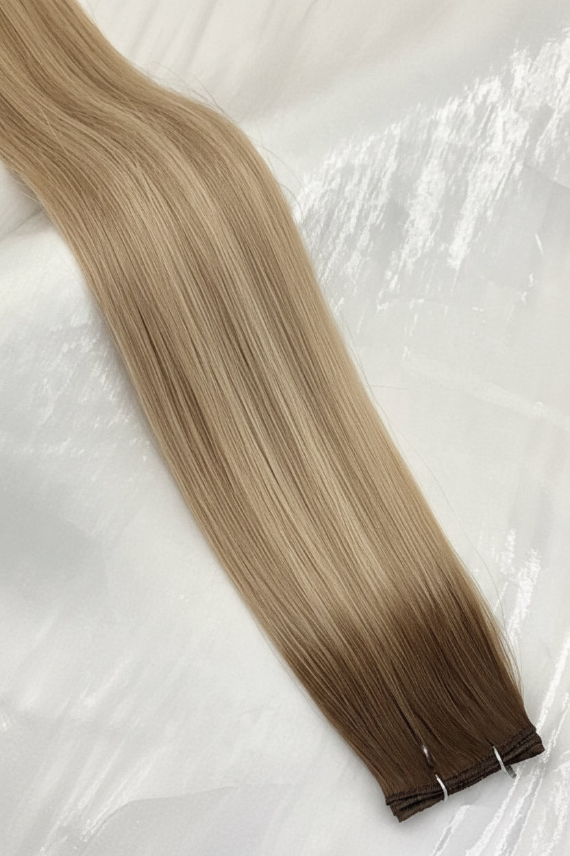 Rooted Brown/Cool blonde highlights